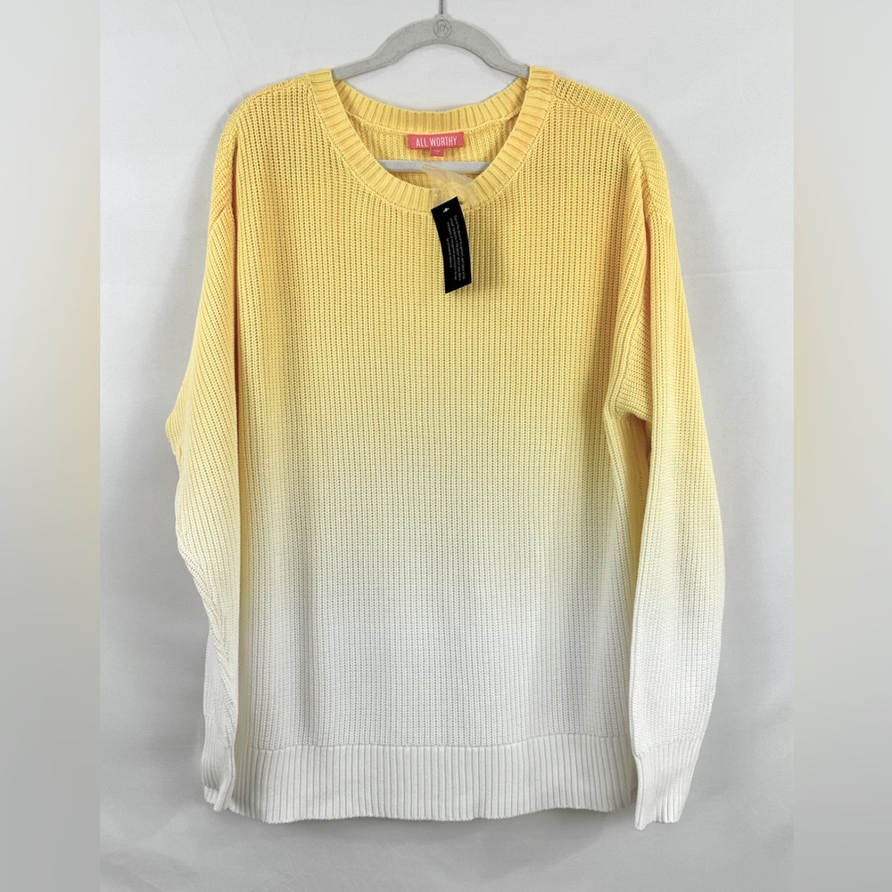 All Worthy Hunter McGrady Yellow Dip-Dye Ombré Shaker Sweater Large